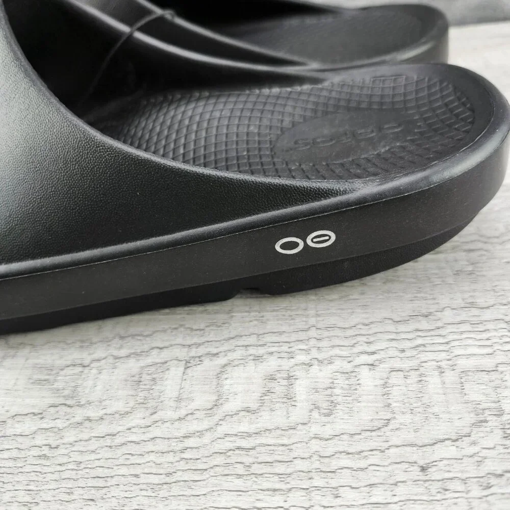 OOFOS OOAHH Slide Impact Absorption Recovery Sandals, Size W10/M8 Black New - Picture 7 of 14